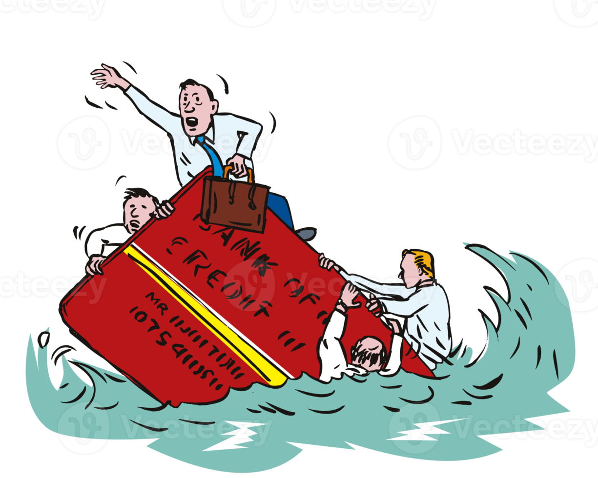 Credit Card with Sinking Men png
