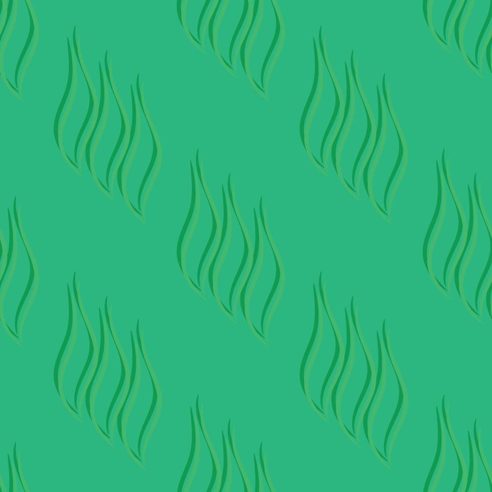 Green background with dark green contours of the leaves arranged diagonally, seamless pattern vector