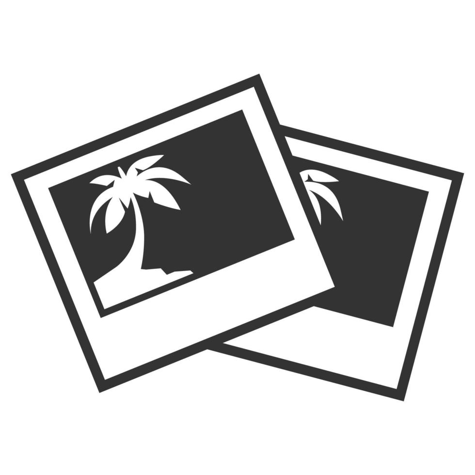 marcos de fotos de iconos en blanco y negro vector