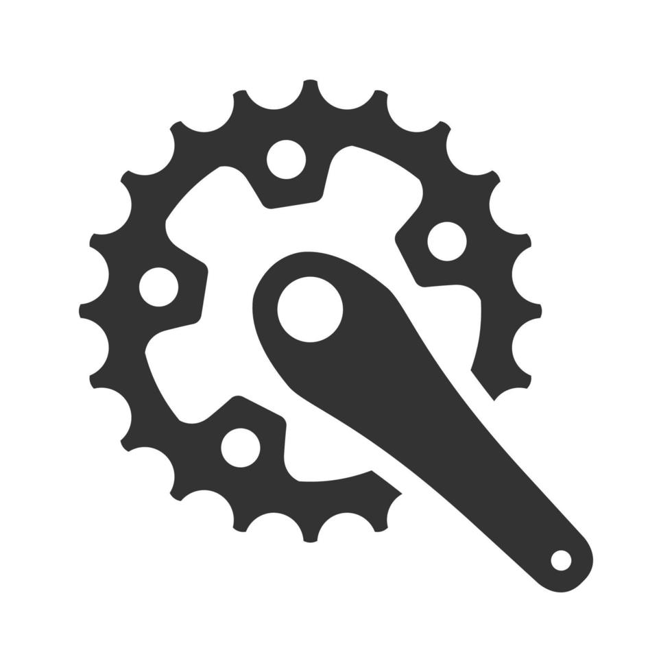 conjunto de manivela de bicicleta de icono blanco y negro vector