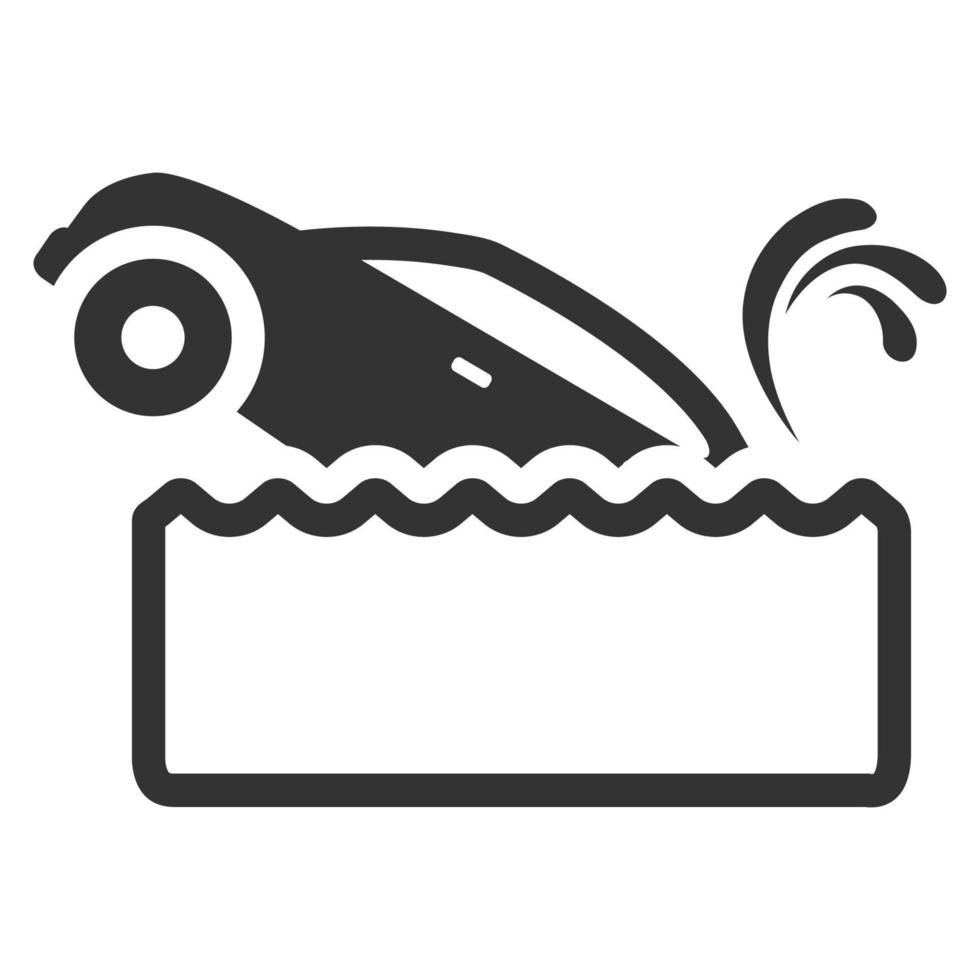 Black and white icon drowned car vector