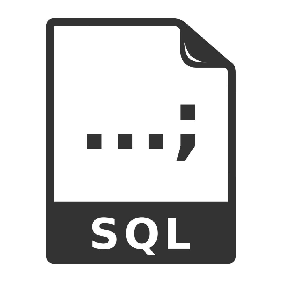 Black and white icon sql file format vector