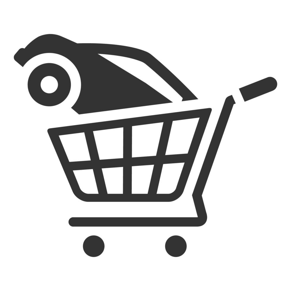 icono blanco y negro de compras de automóviles vector