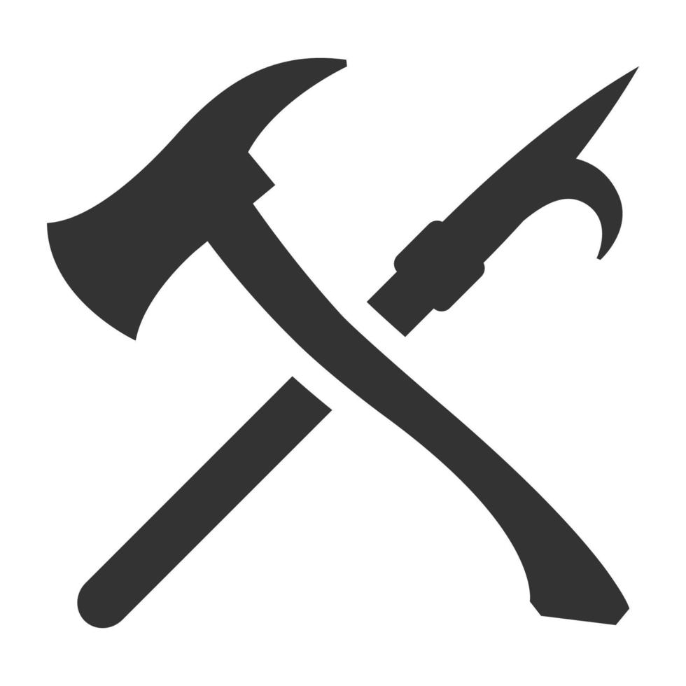 Black and white icon fireman tools vector