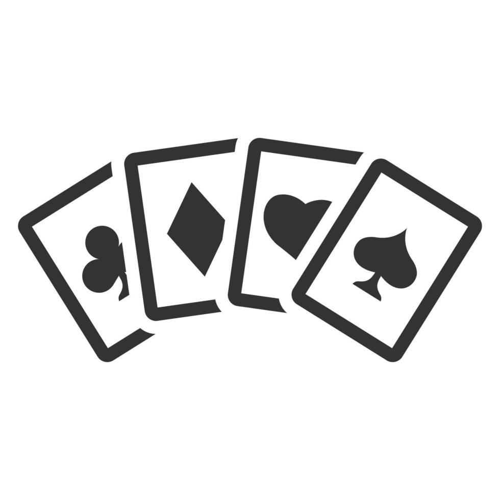 icono blanco y negro jugando a las cartas vector