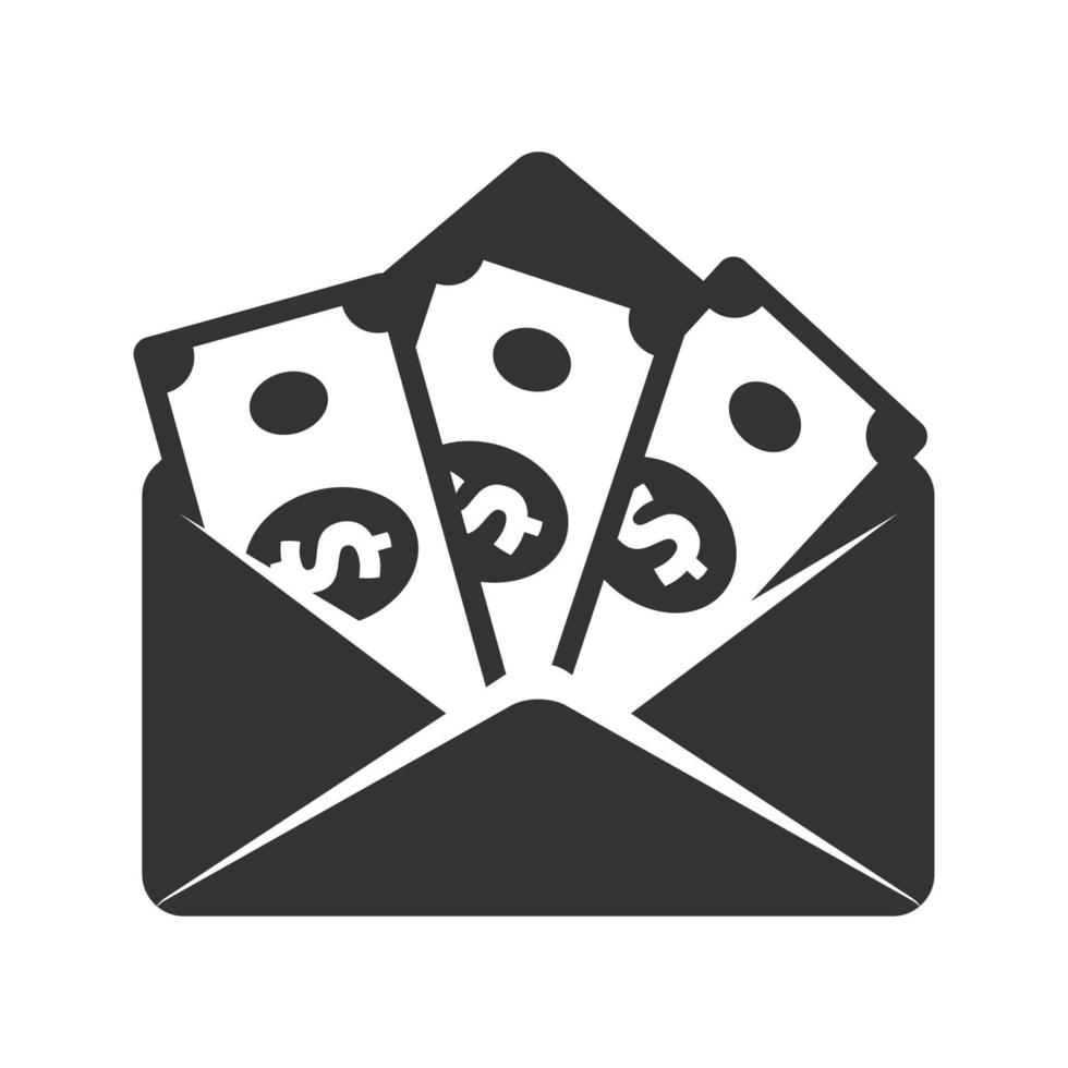 Black and white icon money envelope vector