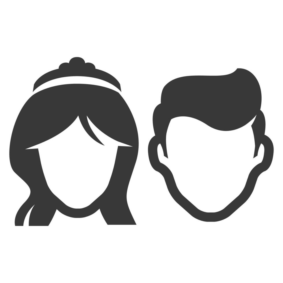 icono blanco y negro novia y novio vector