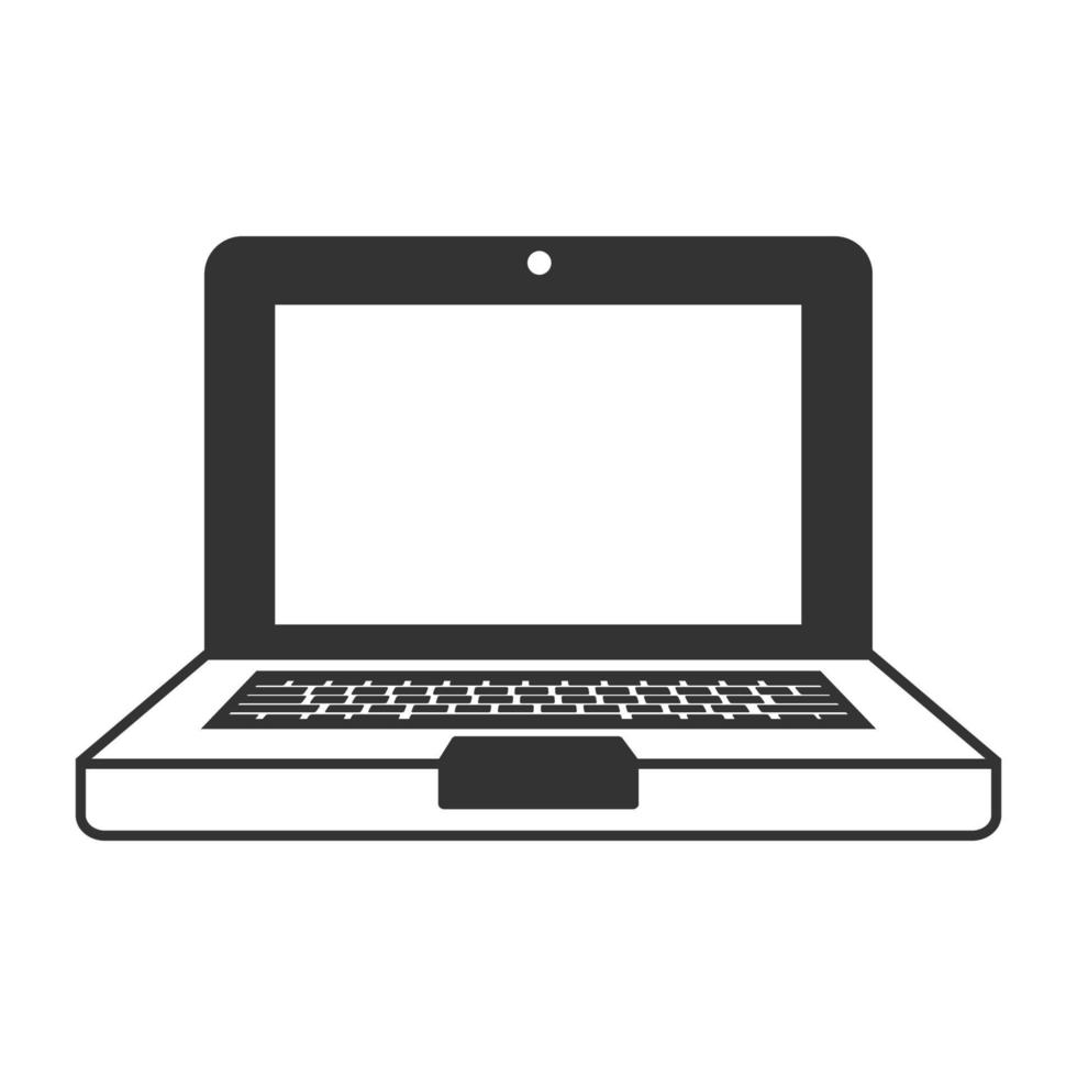 Black and white icon laptop computer vector