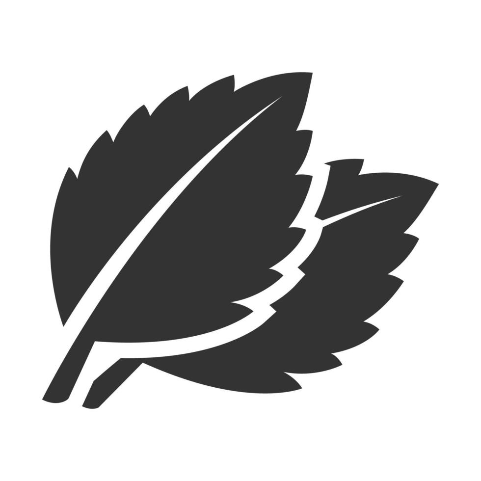 Black and white icon basil leaf vector