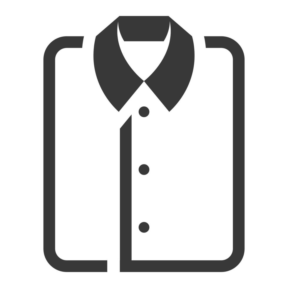 camisa doblada con icono en blanco y negro vector