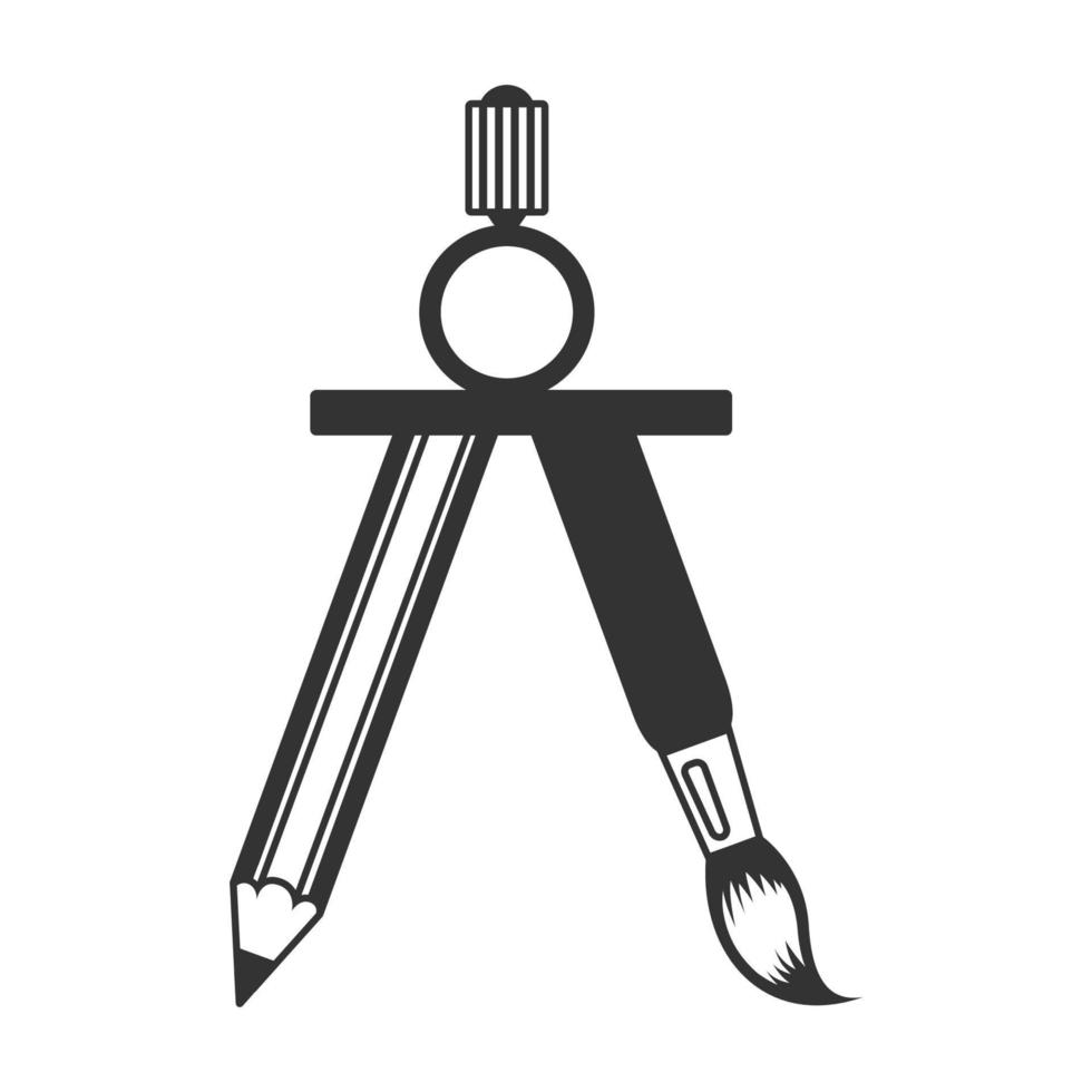 Black and white icon drawing compass 14031366 Vector Art at Vecteezy