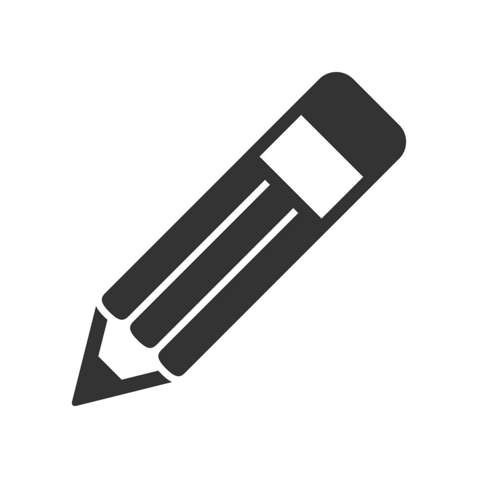 lápiz de icono blanco y negro vector