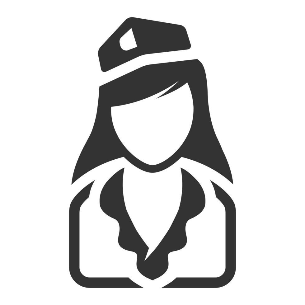 avatar de azafata de icono blanco y negro vector