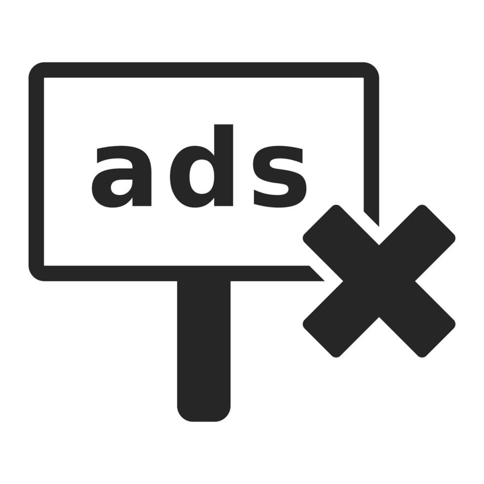 Black and white icon no ads vector