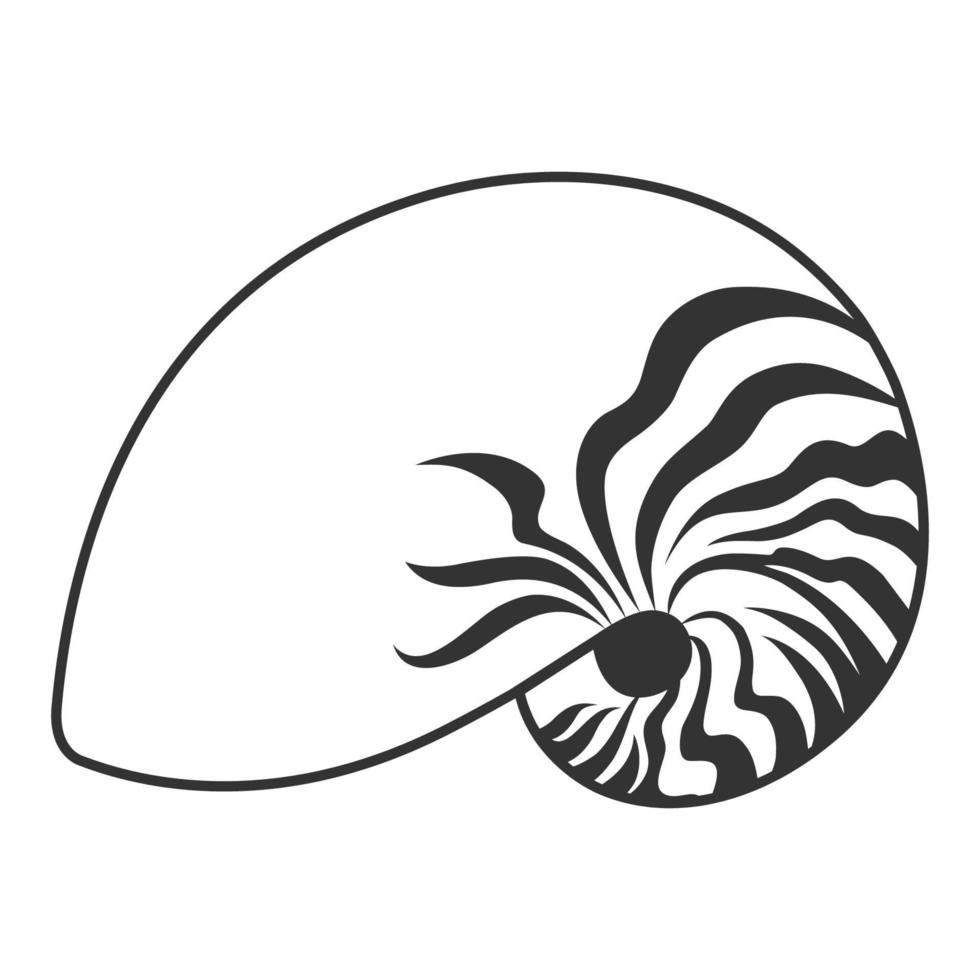 icono blanco y negro nautilus vector