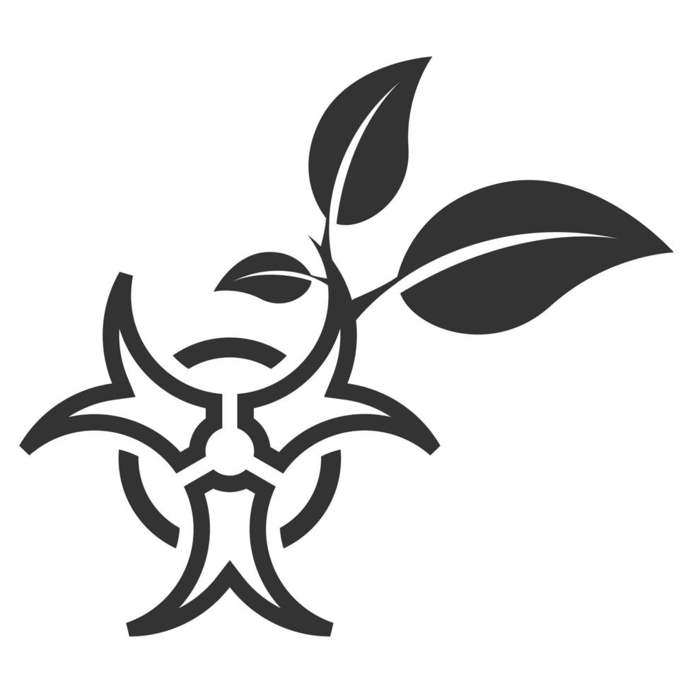 Black and white icon biohazard leaves vector