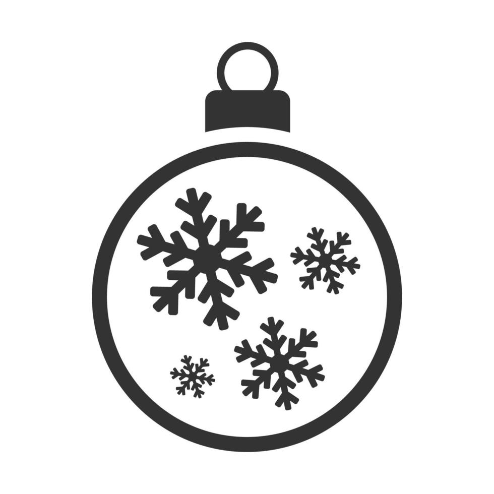 icono blanco y negro bola de navidad vector