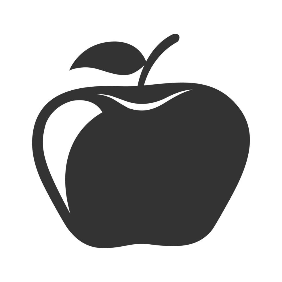 manzana icono blanco y negro vector