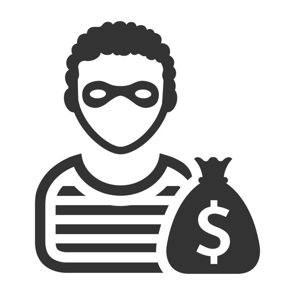 Black and white icon burglar vector