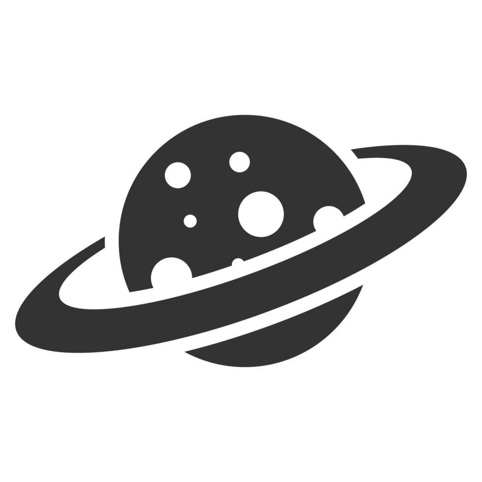 Black and white icon planet saturn vector