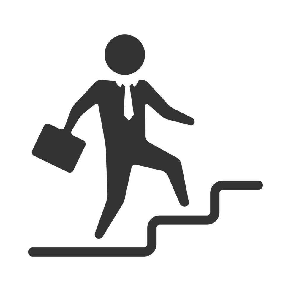 Black and white icon businessman stairway vector