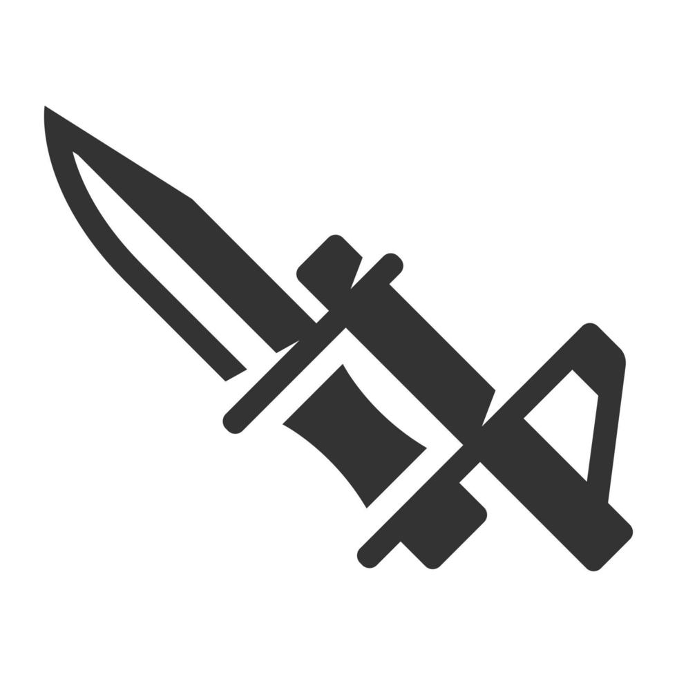 cuchillo bayoneta icono blanco y negro vector