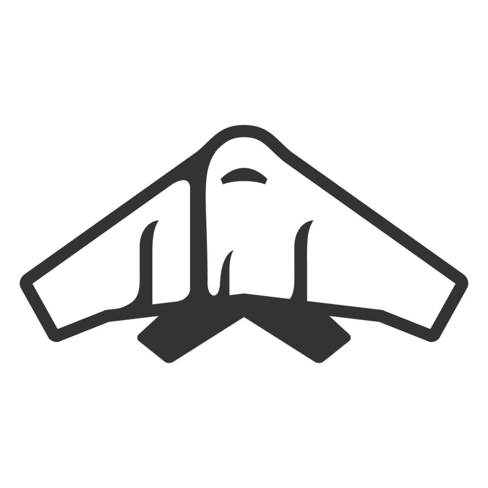 Black and white icon stealth bomber jet vector