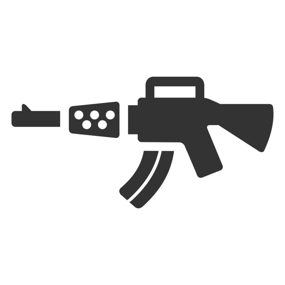 rifle de asalto de icono blanco y negro vector