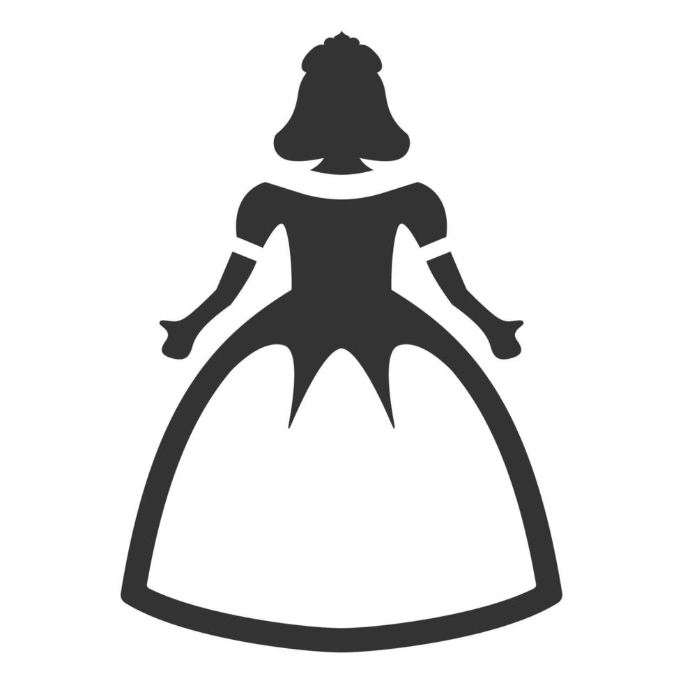 muñeca princesa icono blanco y negro vector