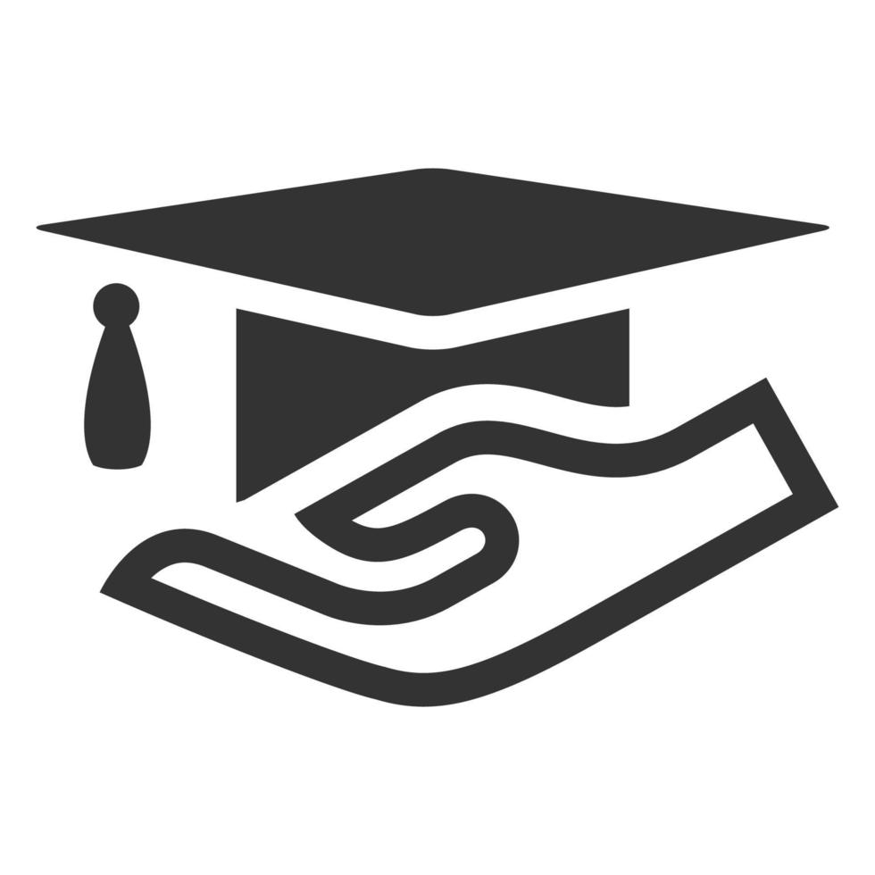 icono blanco y negro mano sosteniendo diploma vector