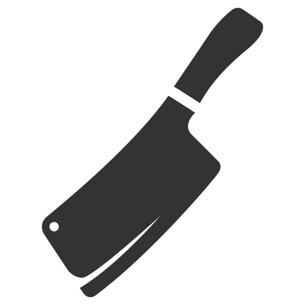 cuchillo de carnicero icono blanco y negro vector