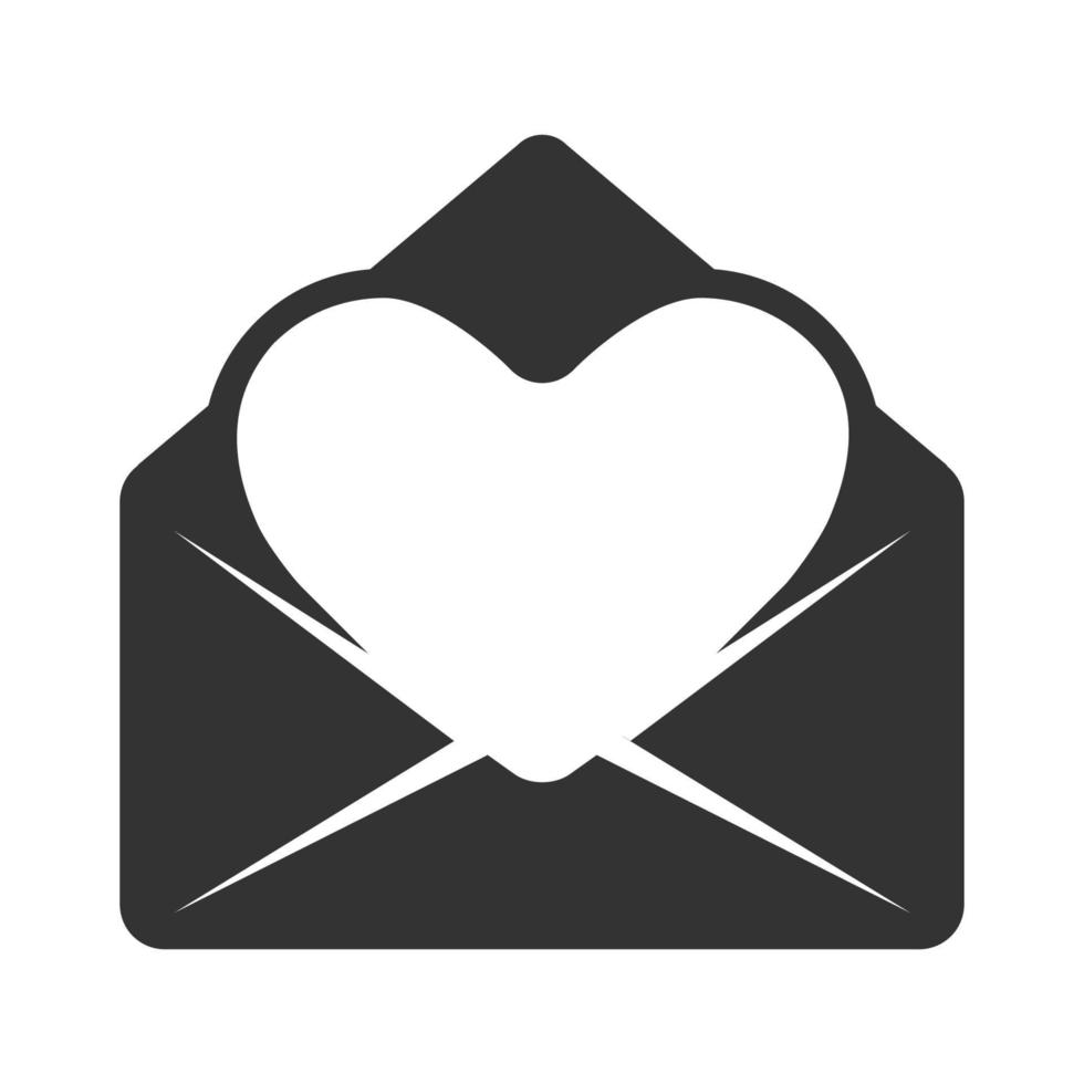 Black and white icon envelope heart vector