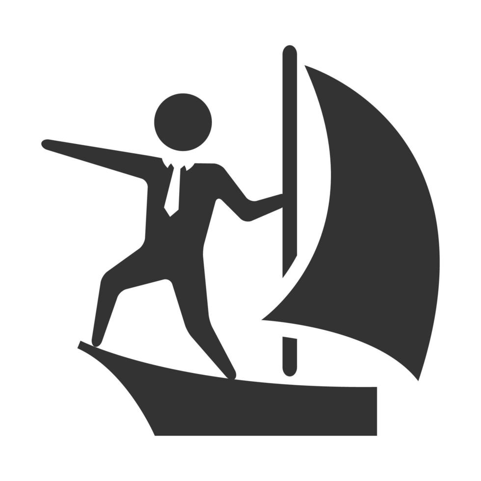 Black and white icon businessman sailing vector