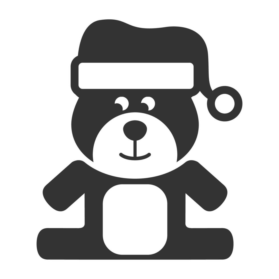 icono blanco y negro oso de peluche vector