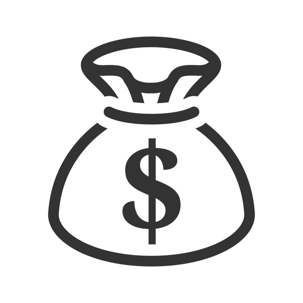 Black and white icon money sack vector