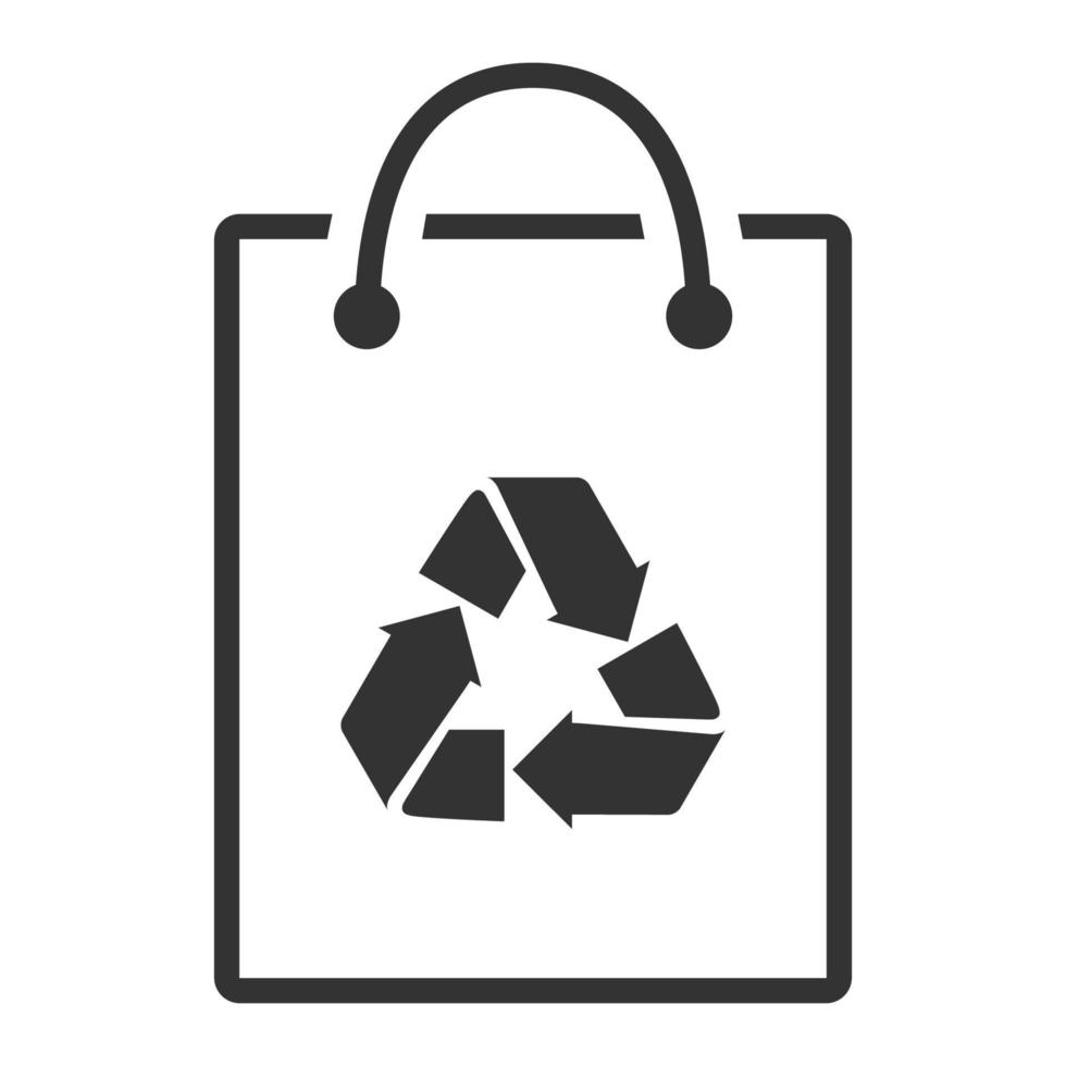 bolsa de papel con símbolo de reciclaje de iconos en blanco y negro vector
