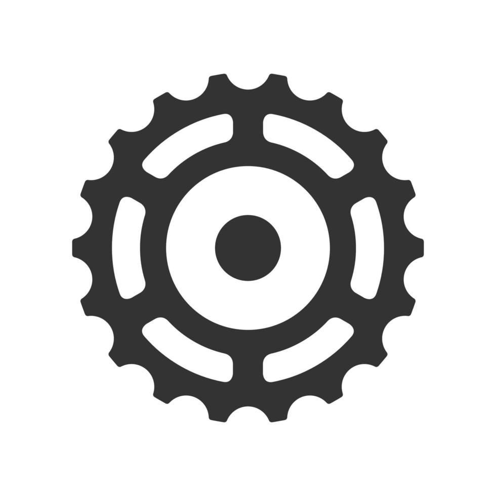 piñón de bicicleta icono blanco y negro vector