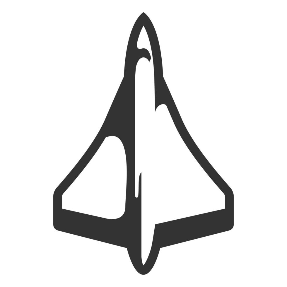 Black and white icon supersonic airplane vector