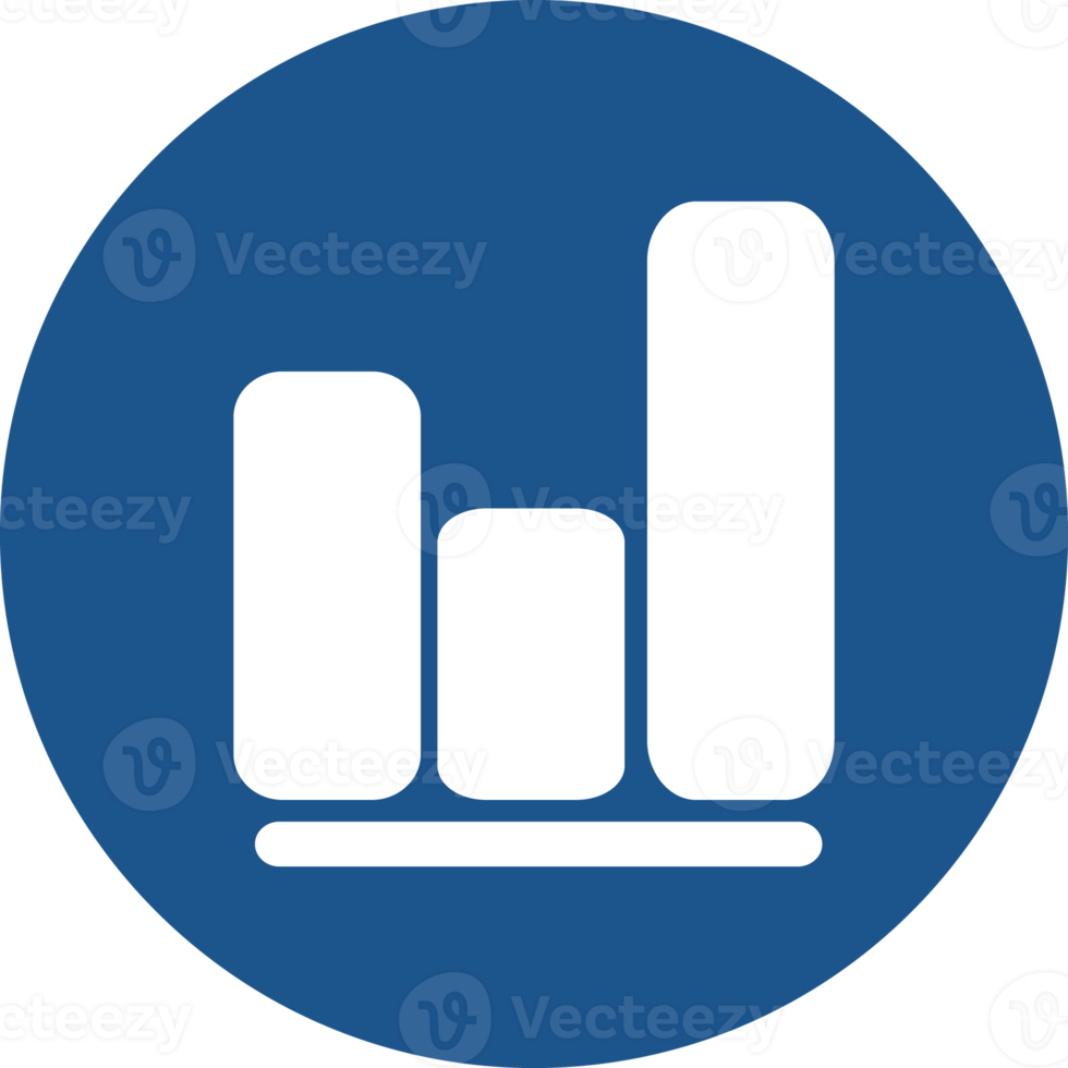 Business graph icons design in blue circle. png