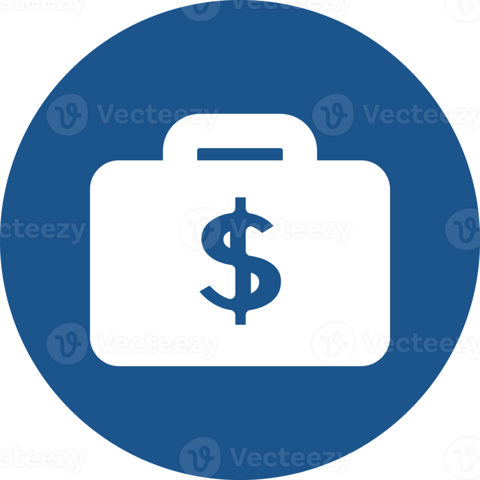 Money luggage icons design in blue circle. png