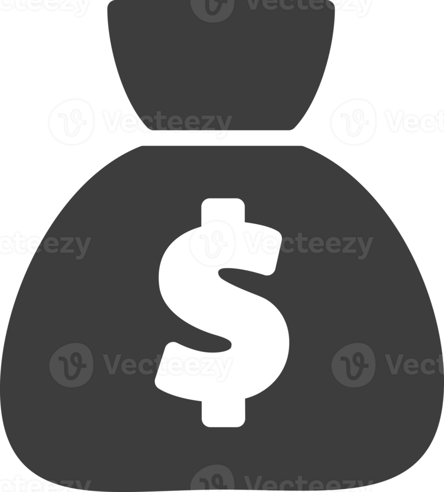 ícone de sombra preta de saco de dinheiro, conjunto de ícones de negócios. png