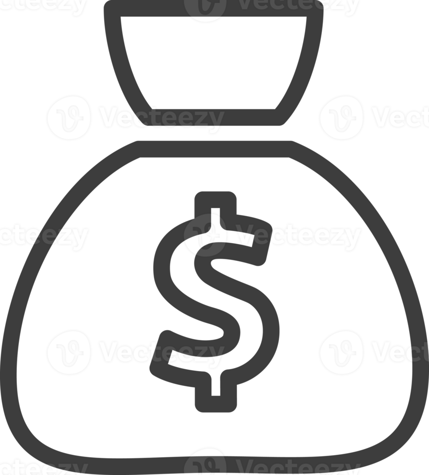 Money bag thin line icon, Business icon set. png