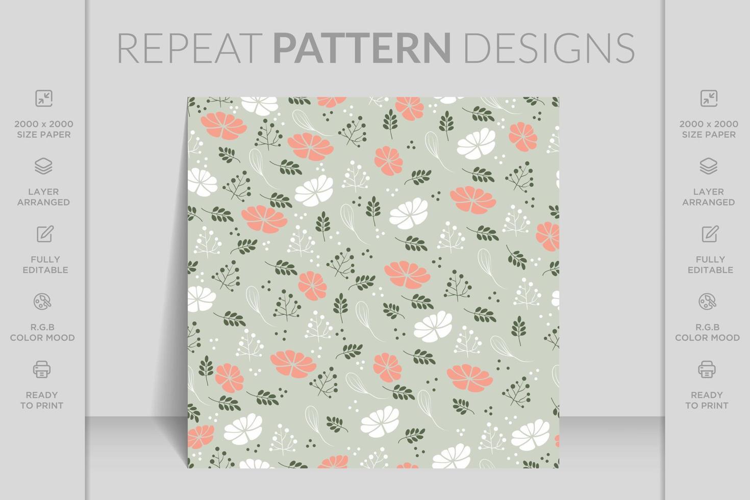 Hand drawn seamless ornamental colorful flowers floral pattern background design flat illustration vector
