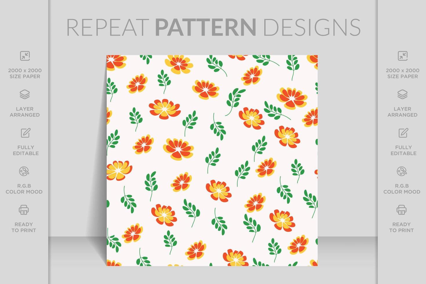 Hand drawn seamless ornamental colorful flowers floral pattern background design flat illustration vector