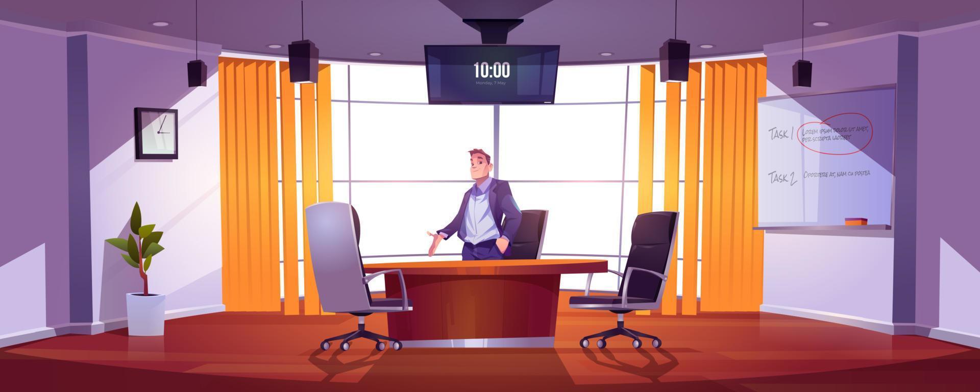 Businessman in conference room for meetings vector