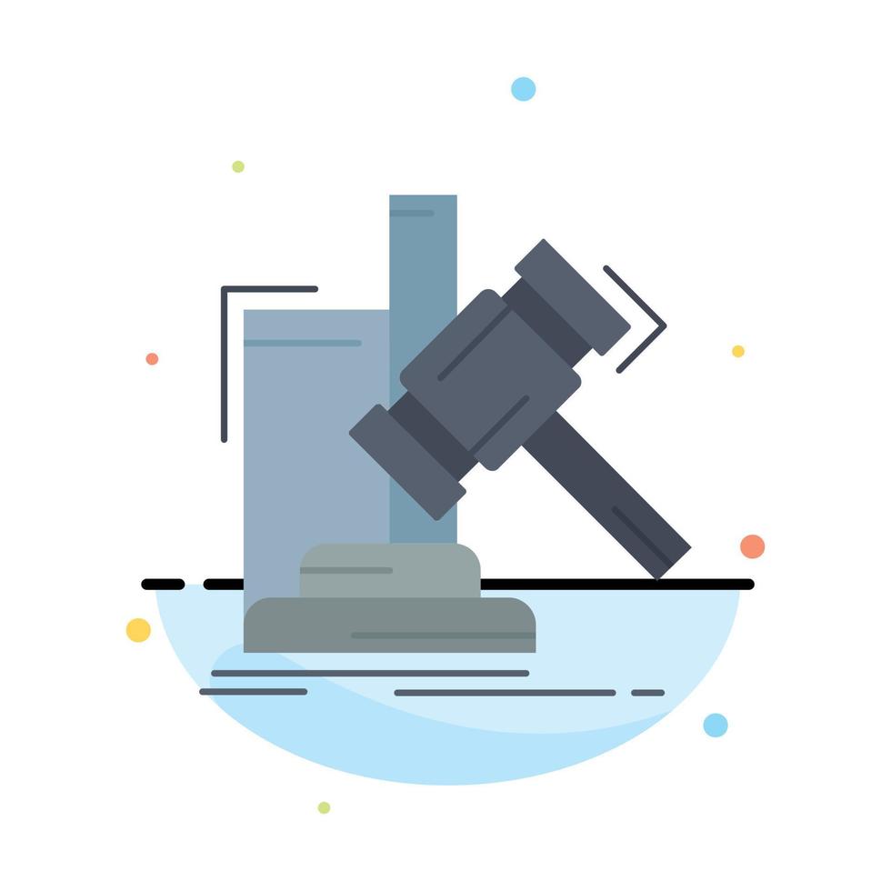 Auction gavel hammer judgement law Flat Color Icon Vector