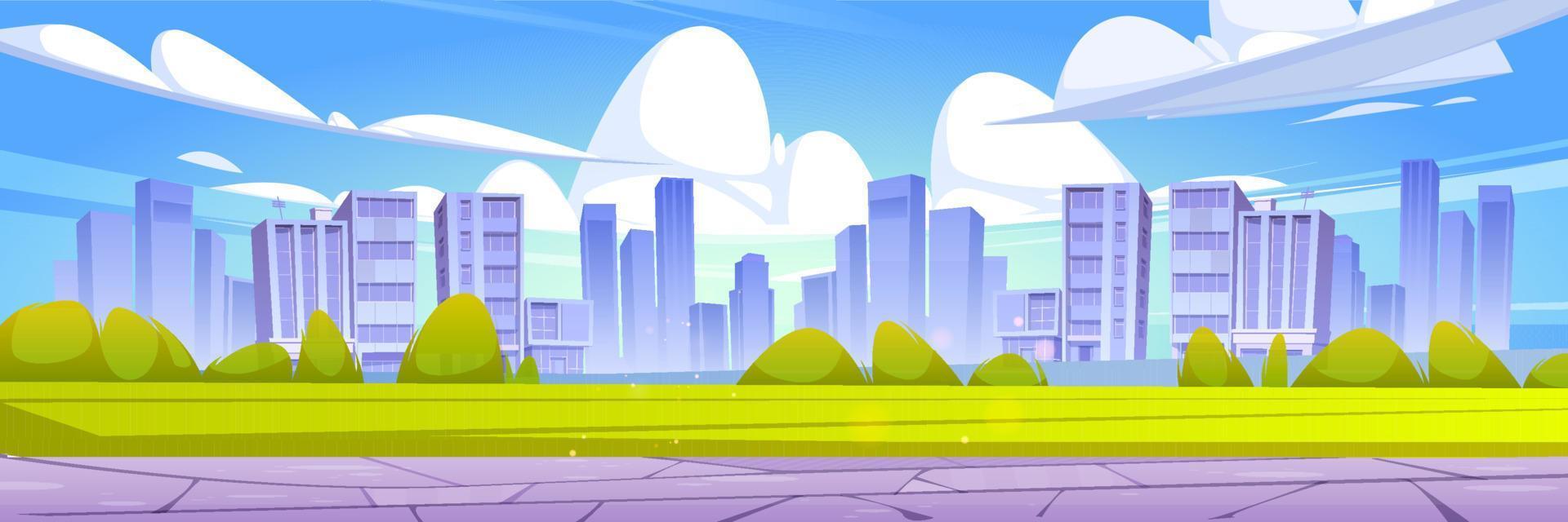 City skyline, summer time urban view background vector