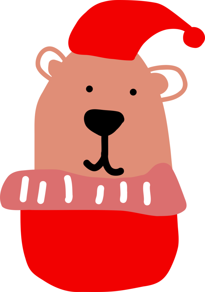 Bear in winter hat and scarf. png