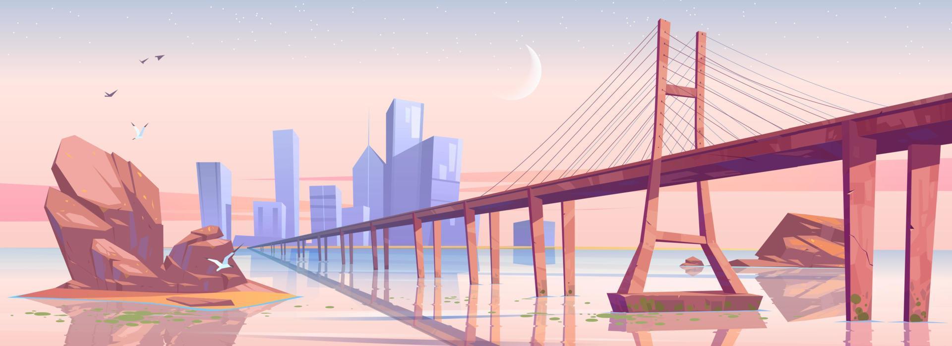 Modern city skyline at early morning, metropolis vector
