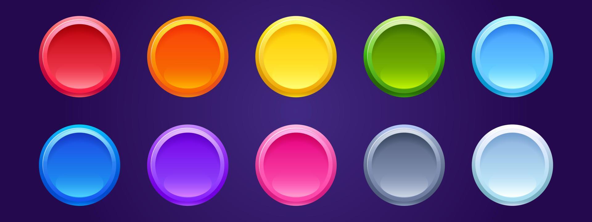 Colored round web buttons, bright circle tags vector